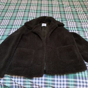 Zara Black Sherpa Fleece Jacket size small